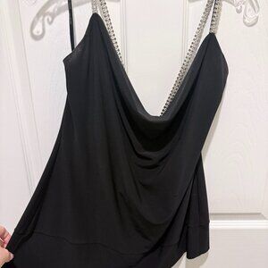 Frank Lyman Black Embellished Cowl Neck Top